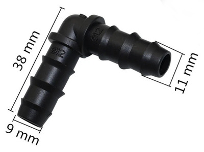 Aquarium Airline Barbed Connector L-Joint 8mm Black