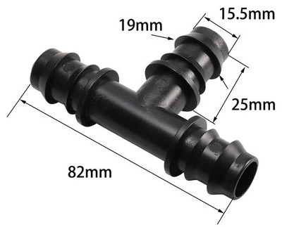 Aquarium Airline Barbed T-Joint 16mm Black