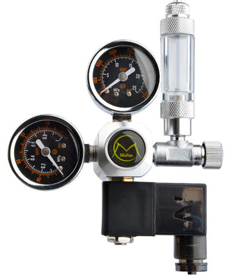 Dual Gauge CO2 Regulator W21.8 with integrated Solenoid Kit Side mount with bubble counter The Aquarium Shop Australia