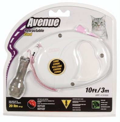 Avenue Retractable Cat Lead  Small White 3m