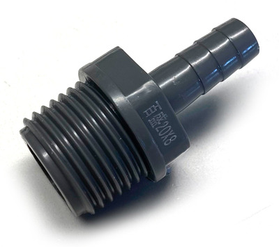 Connector Grey 1/2inch threaded male to 8mm Barbed