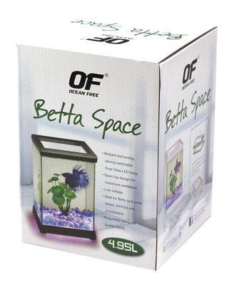 Ocean Free Betta Space Illuminated Glass Tank White