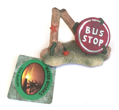 Water Works Street Sign Broken Bus Stop Aquarium Ornament 