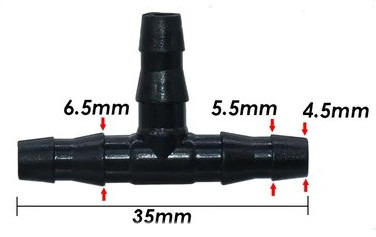 Aquarium Airline Barbed T-Joint 4mm Black