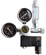 Dual Gauge CO2 Regulator (W21.8) with integrated Solenoid Kit Side mount with bubble counter